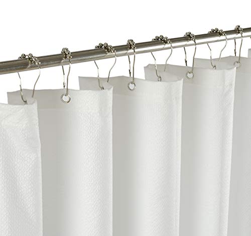 Embossed Microfiber Shower Curtain Liner 70 x 72 inches, White | Machine Washable, Bottom Magnets, Water Repellent, 70x72 Soft Fabric Shower Curtain for Bathroom - color: White, size: 70"W x 72"L (Pack of 1)