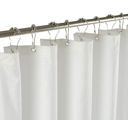 Embossed Microfiber Shower Curtain Liner 70 x 72 inches, White | Machine Washable, Bottom Magnets, Water Repellent, 70x72 Soft Fabric Shower Curtain for Bathroom - color: White, size: 70"W x 72"L (Pack of 1)