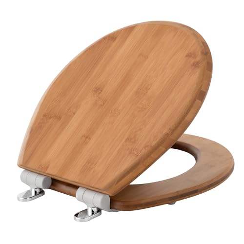 Bamboo Toilet Seat Round, Soft Close | Magnetic Quick-Release for Easy Cleaning, Arch-Tite Never Loosens, Adjustable Fit - size: Round