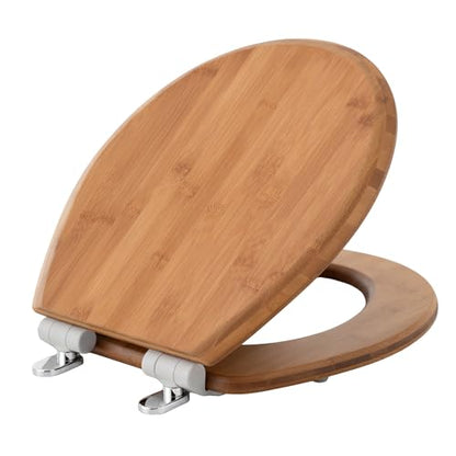 Bamboo Toilet Seat Round, Soft Close | Magnetic Quick-Release for Easy Cleaning, Arch-Tite Never Loosens, Adjustable Fit - size: Round