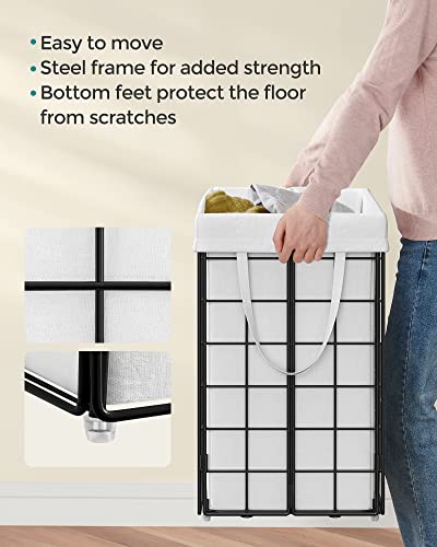 SONGMICS Laundry Hamper, 29 Gal. (110L) Laundry Basket, Collapsible Clothes Hamper, Removable and Washable Liner, Metal Wire Frame, for Bedroom Bathroom, Cream White ULCB111W01 - color: Cream White, size: 110 L