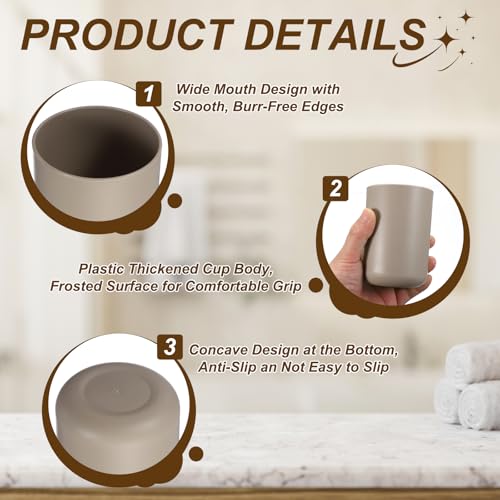 uxcell Bathroom Tumblers, 14oz Reusable Toothbrush Cup 2.8x4 Plastic Cup for Bathroom Travel Home Toothpaste Makeup Brush Holder Mouthwash Water Beverages Combs, Brown - color: Brown