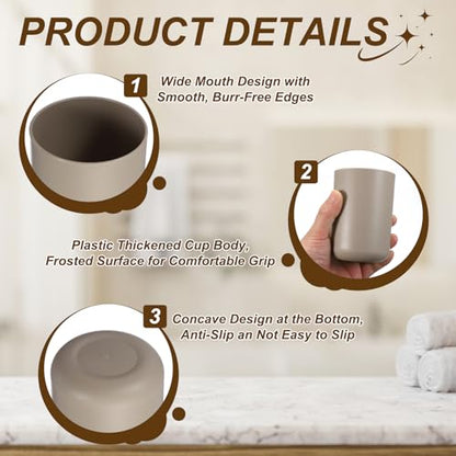 uxcell Bathroom Tumblers, 14oz Reusable Toothbrush Cup 2.8x4 Plastic Cup for Bathroom Travel Home Toothpaste Makeup Brush Holder Mouthwash Water Beverages Combs, Brown - color: Brown