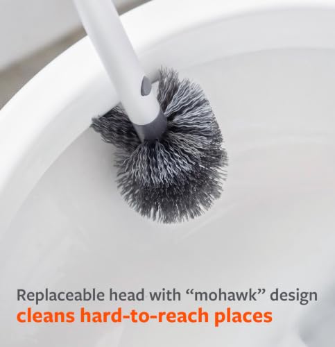 Full Circle Quick Drying Toilet Brush, Bathroom Toilet Brush with Ceramic Holder and Quick-Dry Base for Mold & Mildew Prevention, More Hygienic Toilet Cleaning Scrubber, Replaceable Head, White - color: Starter Kit, style: Toilet Brush
