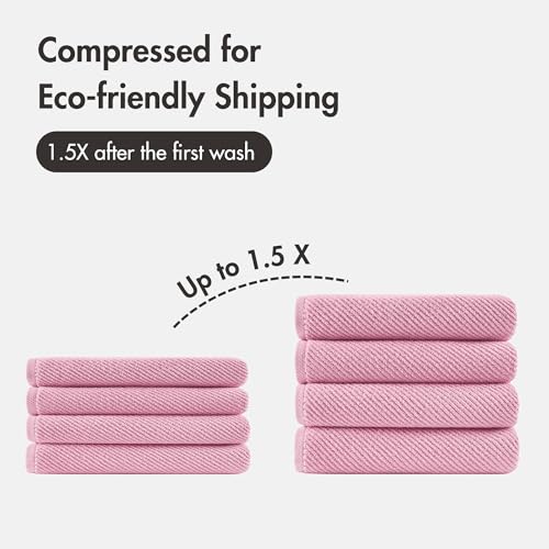Madison Park 100% Zero Twist Cotton 4 Piece Bathroom Bath Towels, Pink | 30" x 56" Large Shower Towels, 500 GSM Diagonal Ribbed, Soft, Quick Dry, Highly Absorbent, Durable, Modern, OEKO TEX - color: Pink, size: 4 Piece Bath Towel Set