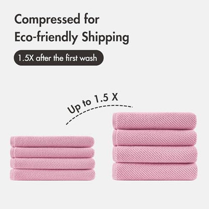 Madison Park 100% Zero Twist Cotton 4 Piece Bathroom Bath Towels, Pink | 30" x 56" Large Shower Towels, 500 GSM Diagonal Ribbed, Soft, Quick Dry, Highly Absorbent, Durable, Modern, OEKO TEX - color: Pink, size: 4 Piece Bath Towel Set