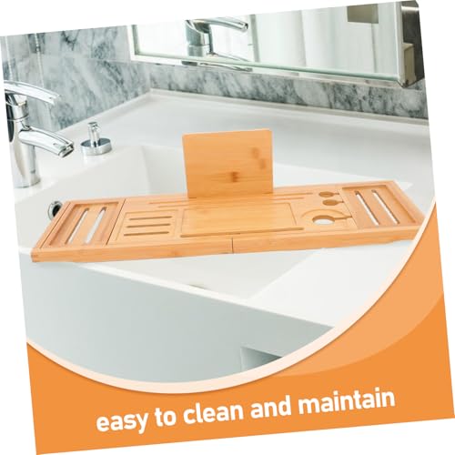 LIFKOME Bathtub Tray Expandable Bath Tub Table Bamboo Storage Rack for Bathroom Accessories