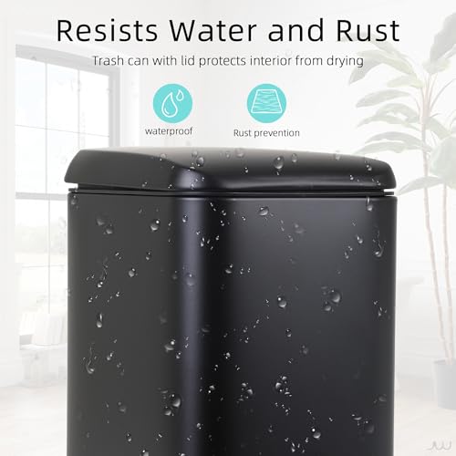 Small Bathroom Trash Can with Lid, 5 Liter/1.3 Gallon Stainless Steel Small Garbage Can with Removable Inner Bucket & Soft-Close Foot Pedal, Slim Trash Can for Bathroom, Bedroom, Office (Black) - color: Black, size: 1 Pack