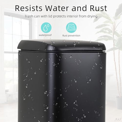 Small Bathroom Trash Can with Lid, 5 Liter/1.3 Gallon Stainless Steel Small Garbage Can with Removable Inner Bucket & Soft-Close Foot Pedal, Slim Trash Can for Bathroom, Bedroom, Office (Black) - color: Black, size: 1 Pack