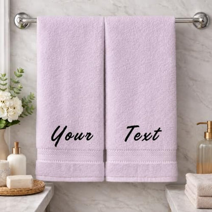 Personalized Towel Set, Custom Bath Towels with Name, Turkish Cotton Lilac | 2 Pcs Hand Towel Set, 100% Cotton, Embroidered, Monogrammed, Customized Gift For Adults, Wedding, Bridal Shower, Housewarming - color: Lilac, size: Hand Towels - 2 Piece