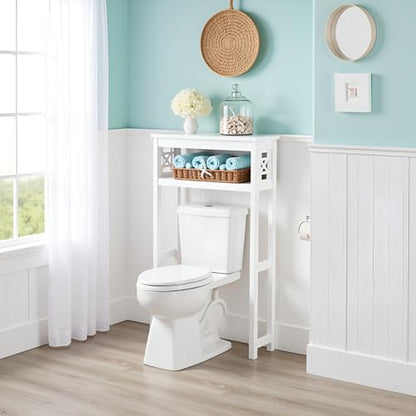 Alaterre Furniture Derby Over-the-Toilet Storage Shelf, White, 27”x8”x44” - size: 44-Inch Tall
