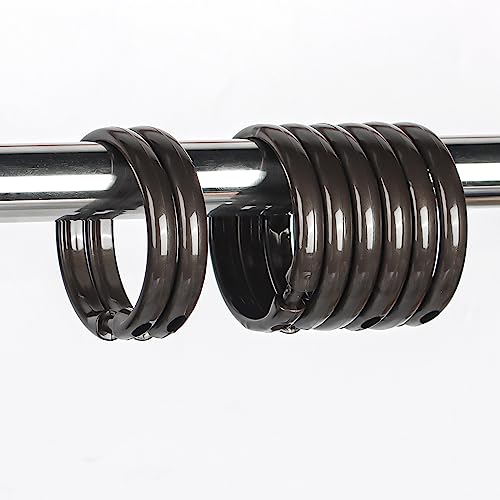 Bronze Shower Curtain Hooks Rings, 12 Pcs Circular Plastic Shower Curtain Rings for Bathroom, Plastic Shower Curtain Hooks for Shower Curtain Rod, Shower Hooks Rings for Shower Curtain - color: Bronze