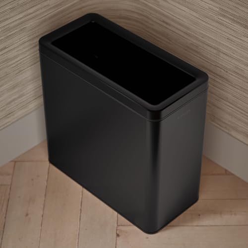 Kohler K-31313-BST 12-Liter Open-Top Trash Can, Black Stainless Steel - color: Black Stainless Steel, size: 3.1 Gallon - Open Top