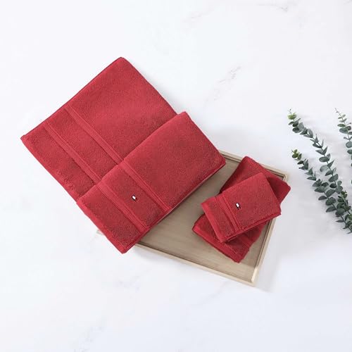 Tommy Hilfiger - Bath Towels, 100% Soft & Absorbent Plush Cotton with Zero Twist Constructions, Quick Dry and Medium Weight Bathroom Towels (Harborside Solid Red, 6 Piece) - color: Harborside Solid Red