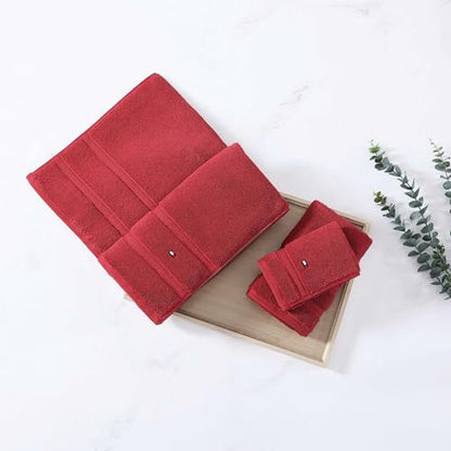 Tommy Hilfiger - Bath Towels, 100% Soft & Absorbent Plush Cotton with Zero Twist Constructions, Quick Dry and Medium Weight Bathroom Towels (Harborside Solid Red, 6 Piece) - color: Harborside Solid Red