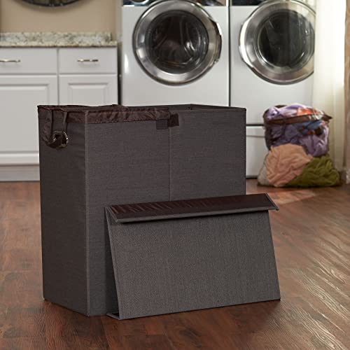 Household Essentials Collapsible Double Laundry Hamper Sorter - color: Cobblestone, style: Double