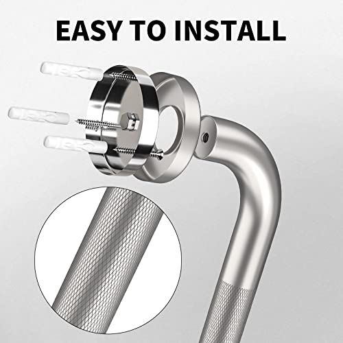 36 Inch Anti Slip Shower Grab Bar, Munzong Satin Brushed Nickel Bathroom Grab Bar, Knurled Bathroom Balance Bar,Safety Hand Rail Support Handicap Elderly Injury Senior Assist Bath Handle | Wall Mount Knurled Bathroom Balance Bar Safety Hand Rail Support H