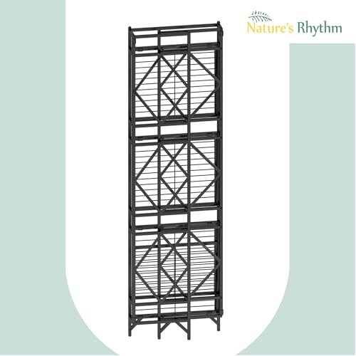 Nature's Rhythm 4-Tier Metal Storage Rack, Basement Storage Room Closet Shelving Utility Shelf Adjustable Garage Shelving Metal Shelving Unit (12.84 x 11.27 x 44.80inch, Black) - size: 4-Tier