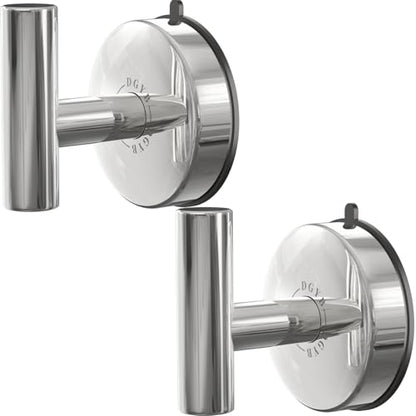 DGYB Large Suction Cup Hooks for Shower Set of 2 Black Towel Hooks for Bathrooms 15 Lb Removable Wall Hooks for Hanging (Chrome 2Pcs) - color: Chrome 2Pcs