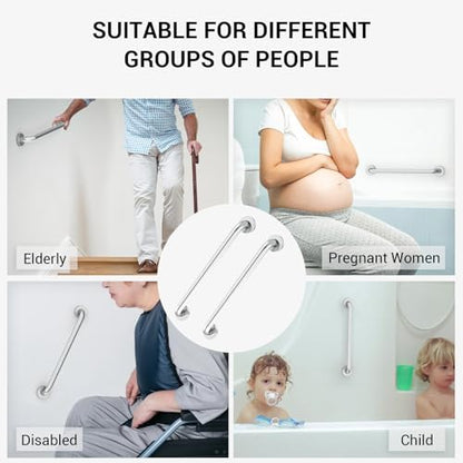 16 Inch Grab Bars for Bathtubs and Showers Brushed Nickel | Safety Shower Grab Bars for Seniors Elderly Handicapped, Handicap Grab Bars for Shower with Concealed Screws