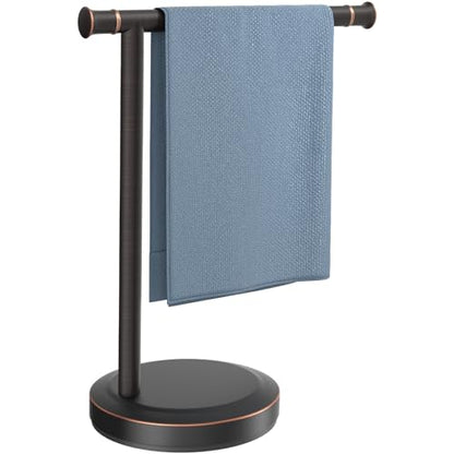 Hoimpro Hand Towel Holder Stand Bathroom Towel Bar Rack Countertop Bronze | Free Standing Towel Hanger Ring for Bathroom Kitchen Vanity Counter,13 Inch, Stainless Steel, Bath Accessories , Oil Rubber - color: Oil Rubbed Bronze