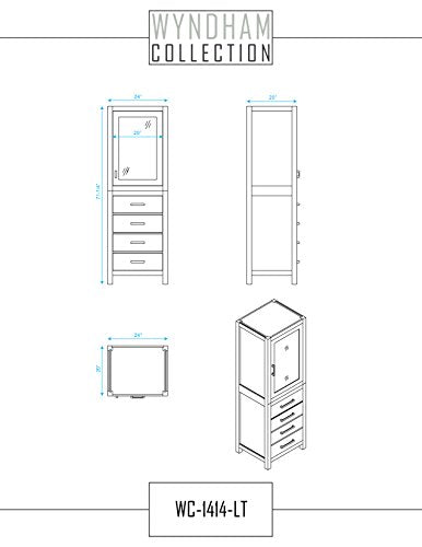 Wyndham Collection Sheffield 24 inch Linen Tower in Espresso with Shelved Cabinet Storage and 4 Drawers - color: Espresso With Brushed Chrome Trim