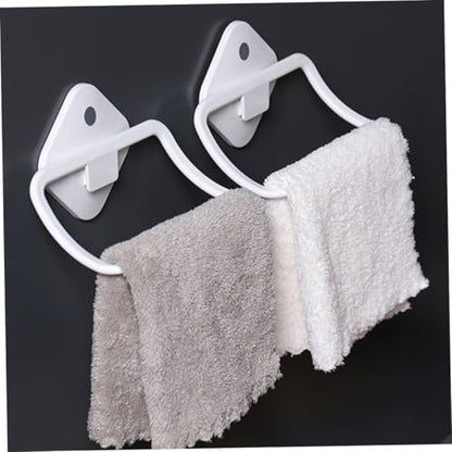 OSALADI Wall-Mounted Towel Ring White Punch-Free Adhesive Towel Holder for Bathroom Kitchen Self-Adhesive No-Drill Quick-Drying and Multi-Functional