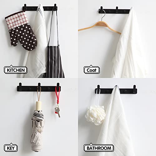 3 Hooks Matte Black Bathroom Towel Hooks Mounted Wall Adhesive Heavy Duty Farmhouse Bath Coat Stick on Rack Hat Wall Hook Sticky Black Kitchen Robe Rack Coat Hook Black 3 Hooks Rack Towel for Bathroom - color: Black, size: 9.25*1.18*1.38 inch（3hooks）