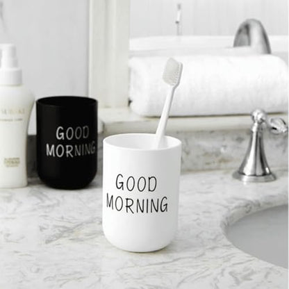 Simple wash Cup Home Cup Bathroom Brush Teeth Gargle Printing Frosted Texture Water Cup Home use (Black & White)