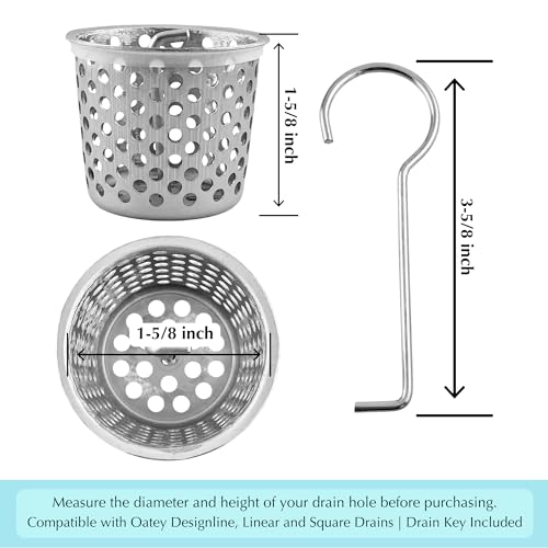 Shower Drain Strainer for Oatey Designline Shower Drain, Linear and Square with Shower Drain Key for Drain Grate Removal, Stainless Steel - color: Stainless Steel