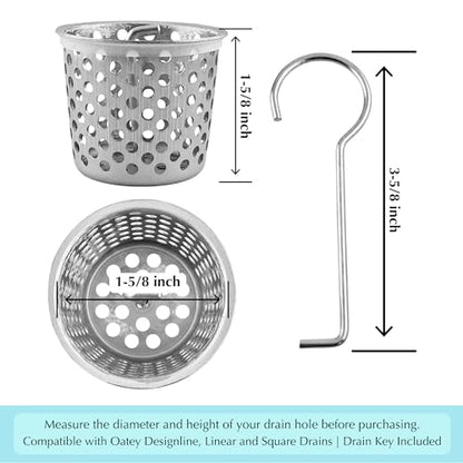 Shower Drain Strainer for Oatey Designline Shower Drain, Linear and Square with Shower Drain Key for Drain Grate Removal, Stainless Steel - color: Stainless Steel