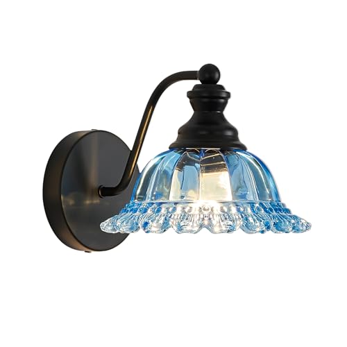 XIEDUN Vanity Light Black Wall Sconces Modern 1-Light Bathroom Sconces - color: Black and Blue, size: 1 Light