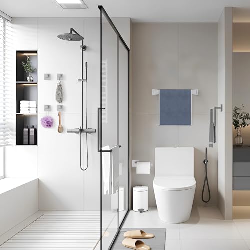 7-Pieces Brushed Nickel Bathroom Hardware Accessories Set, SUS304 Stainless Steel, 16 Inch Bath Towel Bar Set, Towel Holder, Towel Racks for Bathroom Wall Mounted - color: Brushed Nickel-7pcs