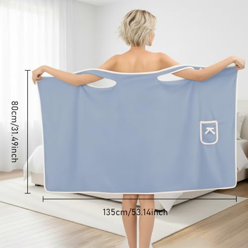 Unisex Bath Towel, Wearable After Bath Towel Set, Wearable Quick Dry Shower Gym Towel(53" x 31", Light Blue) - color: Light Blue, size: S(135X80CM)