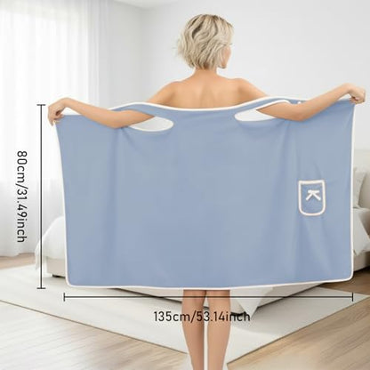 Unisex Bath Towel, Wearable After Bath Towel Set, Wearable Quick Dry Shower Gym Towel(53" x 31", Light Blue) - color: Light Blue, size: S(135X80CM)
