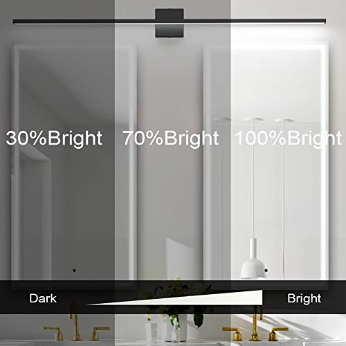 Ralbay 48inch Dimmable Modern LED Black Vanity Light 46W Frosted Aluminum for Bathroom Vanity Lighting Fixtures Cool White 6000K - color: Black-Dimmable, size: 48 inch