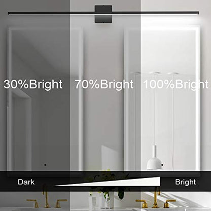 Ralbay 48inch Dimmable Modern LED Black Vanity Light 46W Frosted Aluminum for Bathroom Vanity Lighting Fixtures Cool White 6000K - color: Black-Dimmable, size: 48 inch