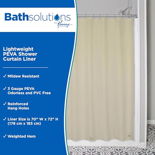 Kenney KN61436 Lightweight 3 Gauge Waterproof PEVA Shower Curtain Liner with Durable Eyelet Hang Holes and Weighted Magnetic Hem for Bathroom, 70" W x 72" H, Taupe, 1-Pack - color: Taupe, size: 70"W x 72"L (Pack of 1)