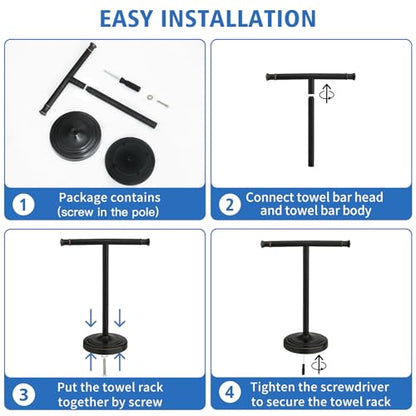 RUMOSE Oil Rubbed Bronze Hand Towel Holder Stand Countertop Towel Rack | 13 Inch Bathroom Kitchen Vanity T-Shape Towel Stand Free Standing Stainless Steel Towel Bar Towel Ring - color: Oil Rubbed Bronze