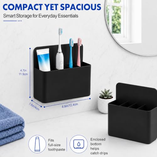 AgePlace 2 Pack Magnetic Toothbrush Holder for Cruise Ship Cabins,Wall Mounted Toothbrush Organizer with 3 Removable Dividers,Travel Must Haves,Cruise Essentials 2026 for Alaska & Caribbean Cruises - color: Black