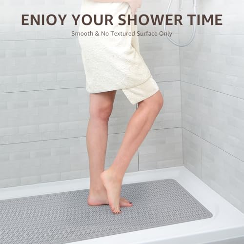 OTHWAY Bathtub Mat Non Slip, Extra Long Rubber Bath Mat for Tub, Machine Washable Shower Anti Slip Mat with 332 Strong Suction Cups (A Little Grey, 36" x 17") - color: A Little Grey, size: 36" x 17" (Rectangular)
