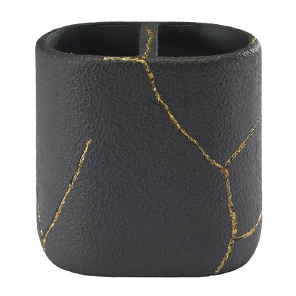 Nicole Miller - Toothbrush Holder, Resin Countertop Accessories, Dorm Room Essentials (Sydney Collection, Black/Gold) - size: Toothbrush Holder