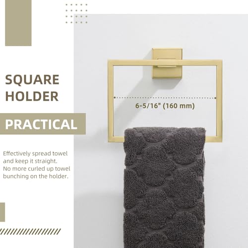 Angle Simple Towel Ring Brushed Gold, Square Hand Towel Holder, 7.09 Inches | Solid SUS304 Stainless Steel, Suitable for Bathroom Kitchen Laundry, Screws Wall Mount for Extra Sturdiness - color: Brushed Gold
