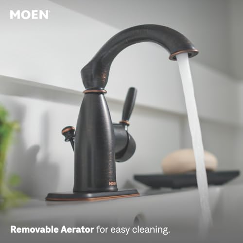 Moen Sarona Mediterranean Bronze One-Handle Single Hole Rustic Farmhouse Bathroom Sink Faucet with Optional Deckplate, 84144BRB