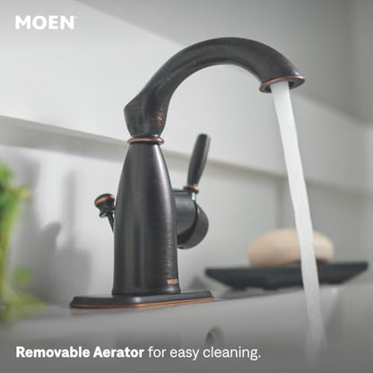 Moen Sarona Mediterranean Bronze One-Handle Single Hole Rustic Farmhouse Bathroom Sink Faucet with Optional Deckplate, 84144BRB