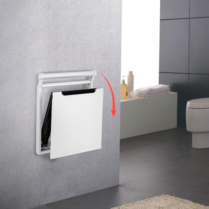 Folding Shower Seat Wall Mounted, Home Care Bathroom Bathtub Safety Stool, Anti-Slip Secure Foldable Shower Bench for The Seniors Disabled Pregnant Handicapped (About 330.7 Lbs), Space-Saving