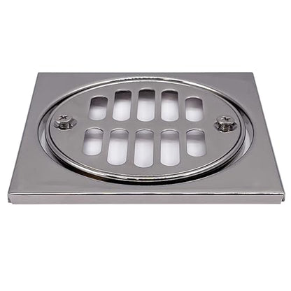 Westbrass R313-26 Square Brass Shower Tile with Round Strainer Grid Drain Cover and Crown Ring, Polished Chrome - color: Polished Chrome, size: 1-Pack