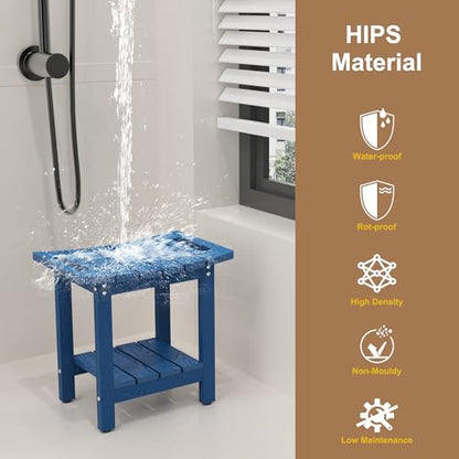 HIPS Shower Benches for Inside Shower, Shower Stool with Space-Efficient Storage Shelf, Waterproof Shower Chair Seat for Spa Bathroom(Navy Blue) - color: Navy Blue