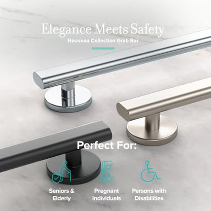 Gatco 672MX Nouveau 24" L Grab Bar, Matte Black/ADA Compliant Stainless Steel Safety Grab Bar for Bathroom - color: Matte Black, size: 24 Inch