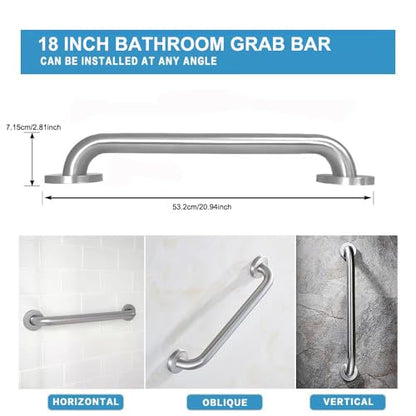 Stainless Steel Bathroom Safety Shower Grab Bar, Anti Slip Bathtubs Grab Bars,Toilet Assist Saft Handle Handrail ADA Compliant 500lbs for Handicap Elderly Senior (Brushed, 18 Inches 2 Pack) - size: 18 inches (2 Pack)